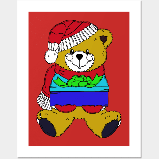 Teddy Bear Christmas Wall Art by MikeHawkins1stTShop